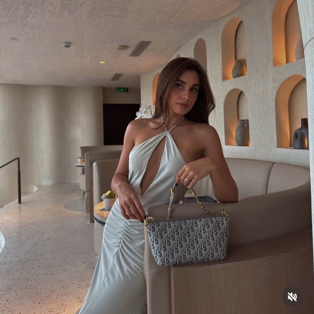 Zara dress gown fitted maxi bodycon Gray Halter formal evening wedding